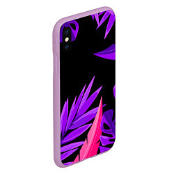 Чехол iPhone XS Max матовый Floral composition - neon, цвет: 3D-сиреневый — фото 2