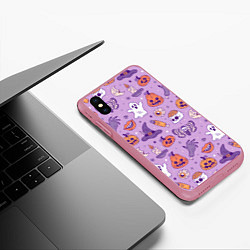 Чехол iPhone XS Max матовый Halloween pattern арт, цвет: 3D-малиновый — фото 2