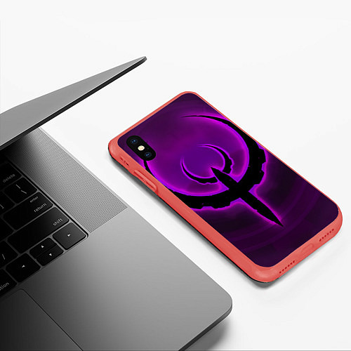 Чехол iPhone XS Max матовый Quake фиолетовый / 3D-Красный – фото 3