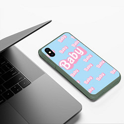 Чехол iPhone XS Max матовый Baby - Barbie style: blue pattern, цвет: 3D-темно-зеленый — фото 2