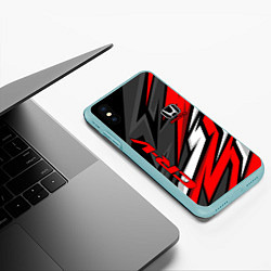 Чехол iPhone XS Max матовый Honda - CR-V - геометрия, цвет: 3D-мятный — фото 2