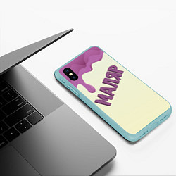 Чехол iPhone XS Max матовый Маляр подтеки краски, цвет: 3D-мятный — фото 2