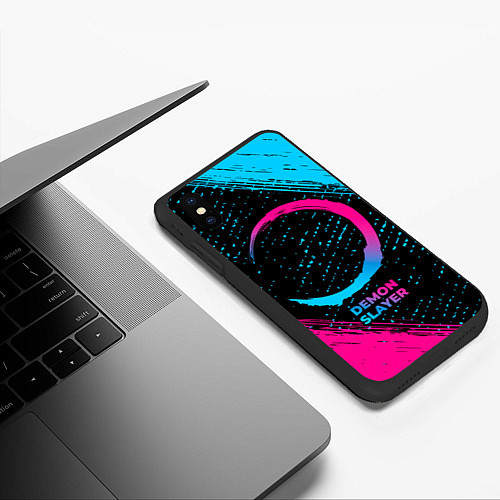 Чехол iPhone XS Max матовый Demon Slayer - neon gradient / 3D-Черный – фото 3