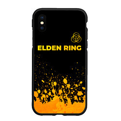Чехол iPhone XS Max матовый Elden Ring - gold gradient: символ сверху, цвет: 3D-черный