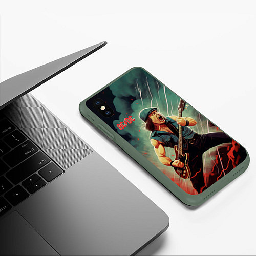 Чехол iPhone XS Max матовый AC DC rock / 3D-Темно-зеленый – фото 3