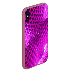 Чехол iPhone XS Max матовый Розовые объемные соты, цвет: 3D-малиновый — фото 2