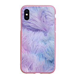 Чехол iPhone XS Max матовый Розово-голубая шерсть, цвет: 3D-розовый
