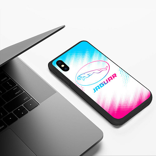 Чехол iPhone XS Max матовый Jaguar neon gradient style / 3D-Черный – фото 3