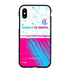 Чехол iPhone XS Max матовый Angels of Death neon gradient style: символ сверху, цвет: 3D-черный