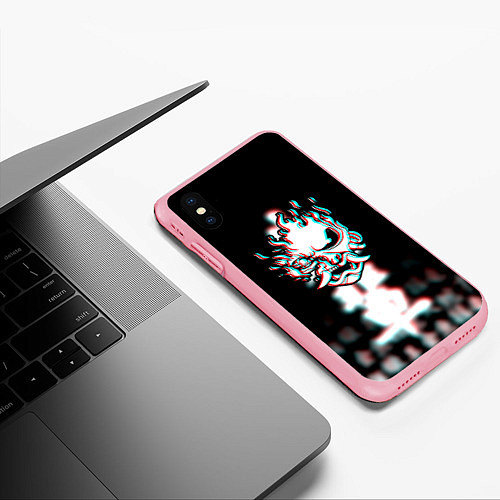 Чехол iPhone XS Max матовый Samurai glitch cyberpunk city / 3D-Баблгам – фото 3
