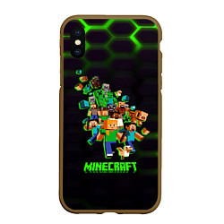 Чехол iPhone XS Max матовый Minecraft story the game, цвет: 3D-коричневый