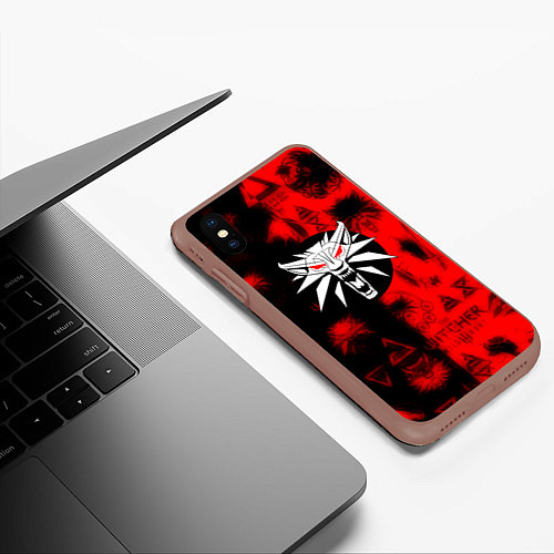 Чехол iPhone XS Max матовый The Witcher pattern magic / 3D-Коричневый – фото 3