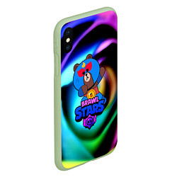 Чехол iPhone XS Max матовый Brawl stars neon teddy, цвет: 3D-салатовый — фото 2