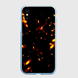 Чехол iPhone XS Max матовый Разлетающиеся искры пламени, цвет: 3D-голубой