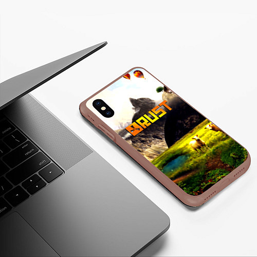 Чехол iPhone XS Max матовый Rust poster game / 3D-Коричневый – фото 3