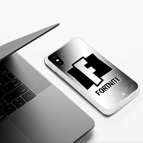 Чехол iPhone XS Max матовый Fortnite glitch на светлом фоне / 3D-Белый – фото 3