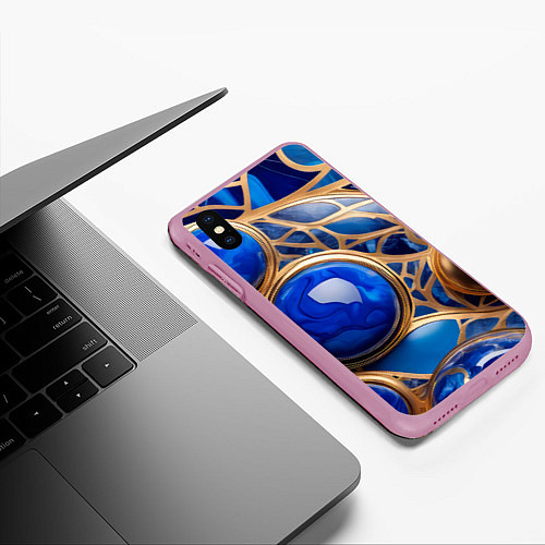 Чехол iPhone XS Max матовый Лазуритовый флюид / 3D-Розовый – фото 3