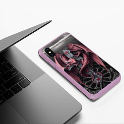 Чехол iPhone XS Max матовый Красный кельтский дракон на готическом кресте, цвет: 3D-сиреневый — фото 2