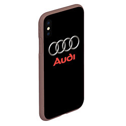 Чехол iPhone XS Max матовый Audi sport на чёрном, цвет: 3D-коричневый — фото 2