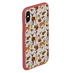 Чехол iPhone XS Max матовый Лесные животные, цвет: 3D-красный — фото 2