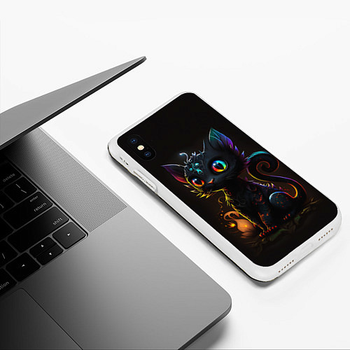 Чехол iPhone XS Max матовый Котик дракон / 3D-Белый – фото 3