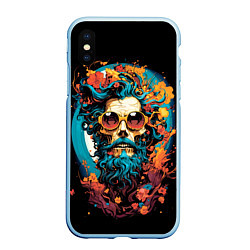 Чехол iPhone XS Max матовый Череп - синий хипстер, цвет: 3D-голубой