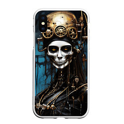 Чехол iPhone XS Max матовый Девушка киборг в стиле стимпанк и киберпанк, цвет: 3D-белый