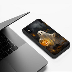 Чехол iPhone XS Max матовый Приведение с тыквой, цвет: 3D-черный — фото 2