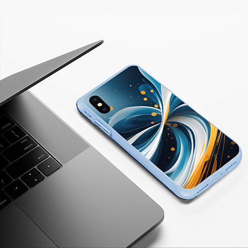 Чехол iPhone XS Max матовый Закрученная абстракция от нейросети / 3D-Голубой – фото 3