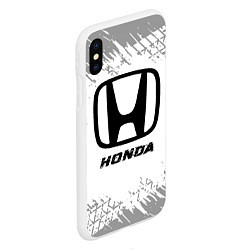 Чехол iPhone XS Max матовый Honda speed на светлом фоне со следами шин, цвет: 3D-белый — фото 2