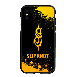 Чехол iPhone XS Max матовый Slipknot - gold gradient, цвет: 3D-черный