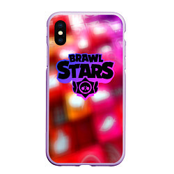 Чехол iPhone XS Max матовый Brawl stars network, цвет: 3D-сиреневый