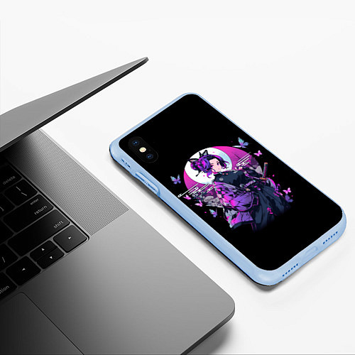 Чехол iPhone XS Max матовый Шинобу - Клинок демонов / 3D-Голубой – фото 3