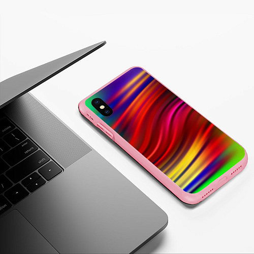 Чехол iPhone XS Max матовый Разноцветный абстрактный узор волны / 3D-Баблгам – фото 3