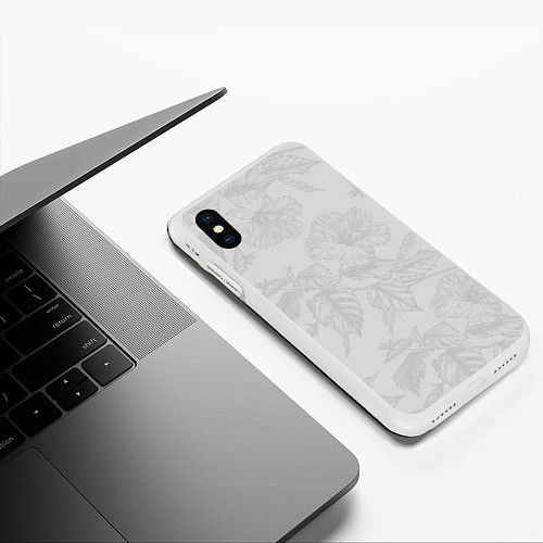 Чехол iPhone XS Max матовый Цветы в бежевых тонах / 3D-Белый – фото 3