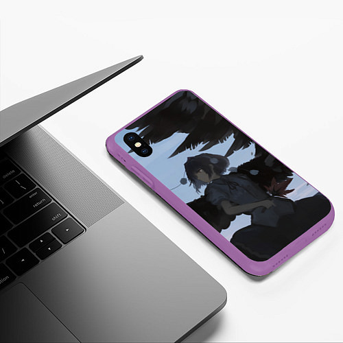 Чехол iPhone XS Max матовый Touhou Project Aya Шамеймару / 3D-Фиолетовый – фото 3