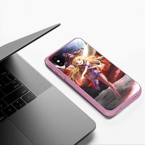 Чехол iPhone XS Max матовый Touhou Project Клаунпис / 3D-Розовый – фото 3