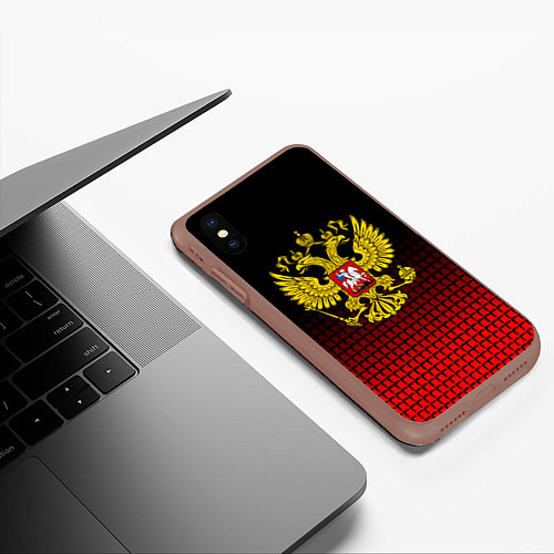 Чехол iPhone XS Max матовый Русский мир / 3D-Коричневый – фото 3