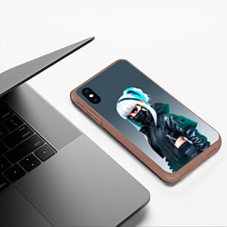 Чехол iPhone XS Max матовый Крутая чувиха в маске - киберпанк, цвет: 3D-коричневый — фото 2