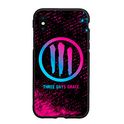 Чехол iPhone XS Max матовый Three Days Grace - neon gradient, цвет: 3D-черный