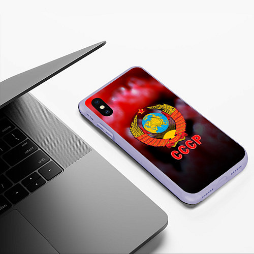 Чехол iPhone XS Max матовый Патриот ссср / 3D-Светло-сиреневый – фото 3