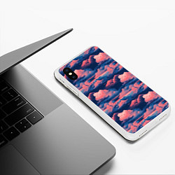 Чехол iPhone XS Max матовый Волшебные сине розовые облока, цвет: 3D-белый — фото 2