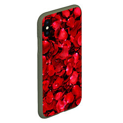 Чехол iPhone XS Max матовый Лепестки алых роз, цвет: 3D-темно-зеленый — фото 2