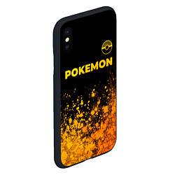 Чехол iPhone XS Max матовый Pokemon - gold gradient: символ сверху, цвет: 3D-черный — фото 2