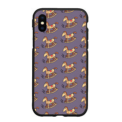 Чехол iPhone XS Max матовый Деревянные лошадки качалки, цвет: 3D-черный