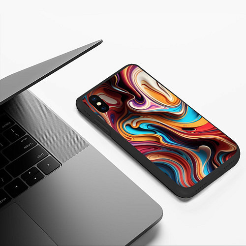 Чехол iPhone XS Max матовый Поток красок / 3D-Черный – фото 3