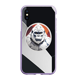Чехол iPhone XS Max матовый Белая горилла, цвет: 3D-светло-сиреневый