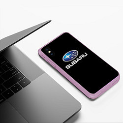 Чехол iPhone XS Max матовый Subaru sport auto car, цвет: 3D-сиреневый — фото 2