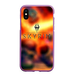 Чехол iPhone XS Max матовый Skyrim rpg game, цвет: 3D-фиолетовый