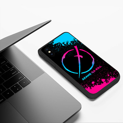 Чехол iPhone XS Max матовый Akame ga Kill - neon gradient / 3D-Черный – фото 3